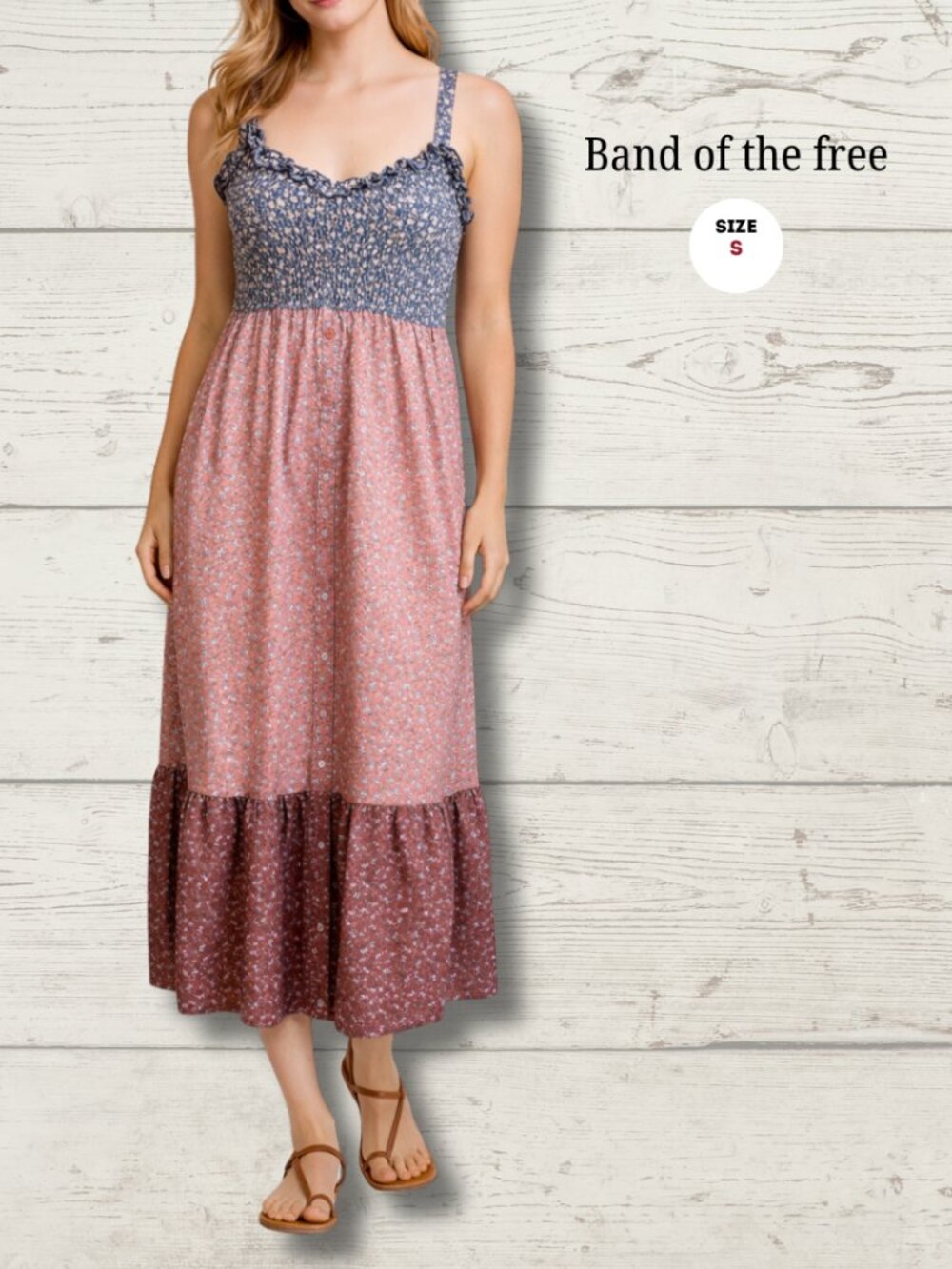 Band of the Free Floral Maxi Dress | Size Small | Boho | Smocked Bust | Button F